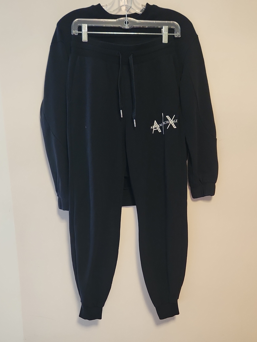 Armani Exchange Black Women's Tracksuit Set with AX Logo & Crystal Embelished XS